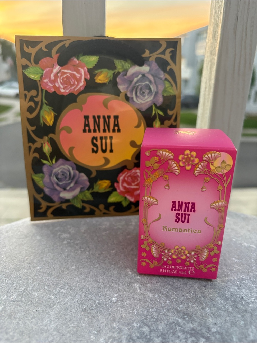 Anna Sui Pink and Gold Romantica eau de Toilette Miniature Bottle in Box